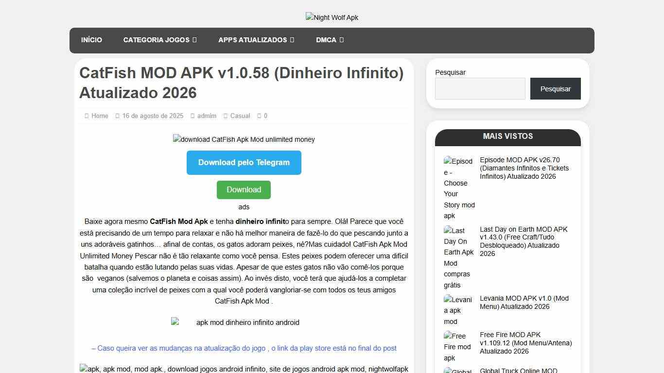 CatFish MOD APK v1.0.58 (Dinheiro Infinito) Atualizado 2026 - Night Wolf Apk